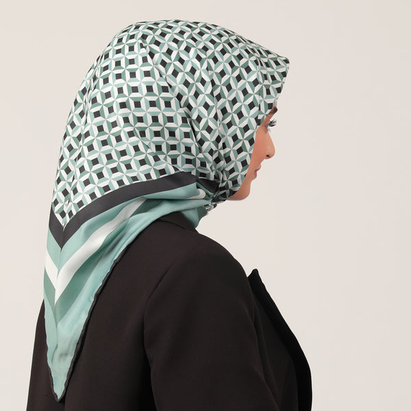 Twill Eşarp - Hipnoz Desen - Çağla Yeşili