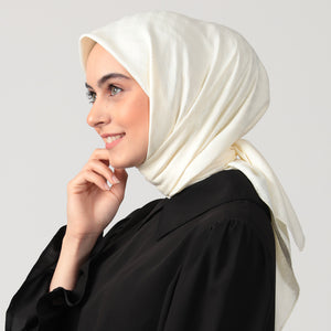 Pamuk Jakar - Kazayağı Desen Eşarp - Krem