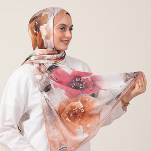 Pamuk İpek Şal - Hatmi Desen - Soğan Kabuğu