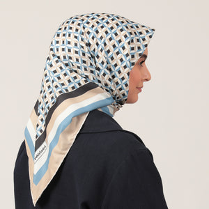 Twill Eşarp - Hipnoz Desen - Vizon