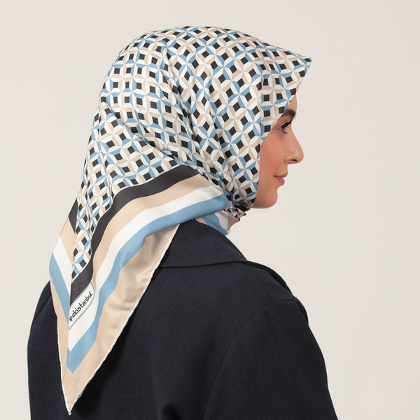 Twill Eşarp - Hipnoz Desen - Vizon