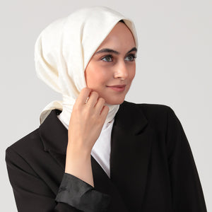 Pamuk Jakar - Büyük Kazayağı Desen Eşarp - Krem