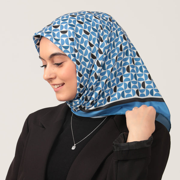 Twill Eşarp - Puzzle Desen - İndigo