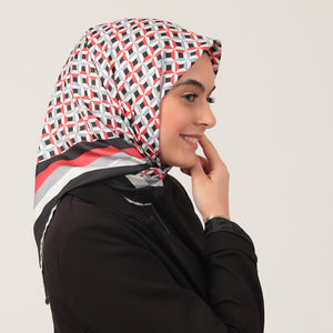 Twill Eşarp - Hipnoz Desen - Kırmızı