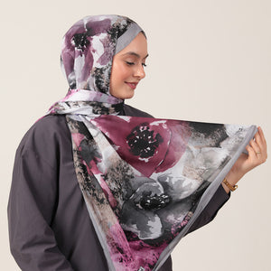 Pamuk İpek Şal - Hatmi Desen - Füme