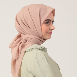 Yazlık Denim Eşarp - Açık Pudra