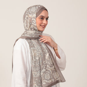 Pamuk İpek Şal - Dönence Desen - Açık Vizon