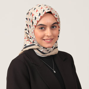 Twill Eşarp - Puzzle Desen - Vizon