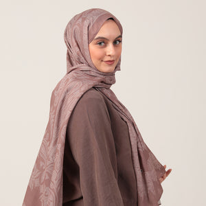 Pamuk İpek Şal - Mistik Desen - Sütlü Kahve