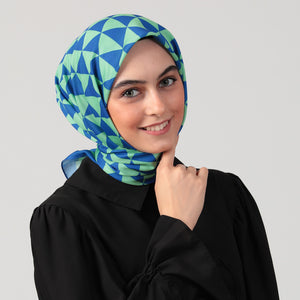 Pamuk İpek Eşarp - Üçgen Desen - Fıstık