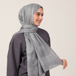 Pamuk İpek Şal - Mistik Desen - Gri