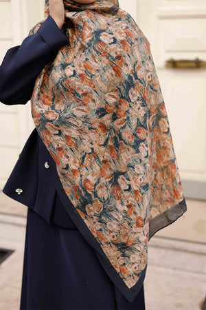 Tensel Şal - Batik Desen - Lacivert Yeşil