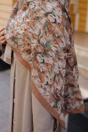 Tensel Şal - Batik Desen - Kahve Yeşil