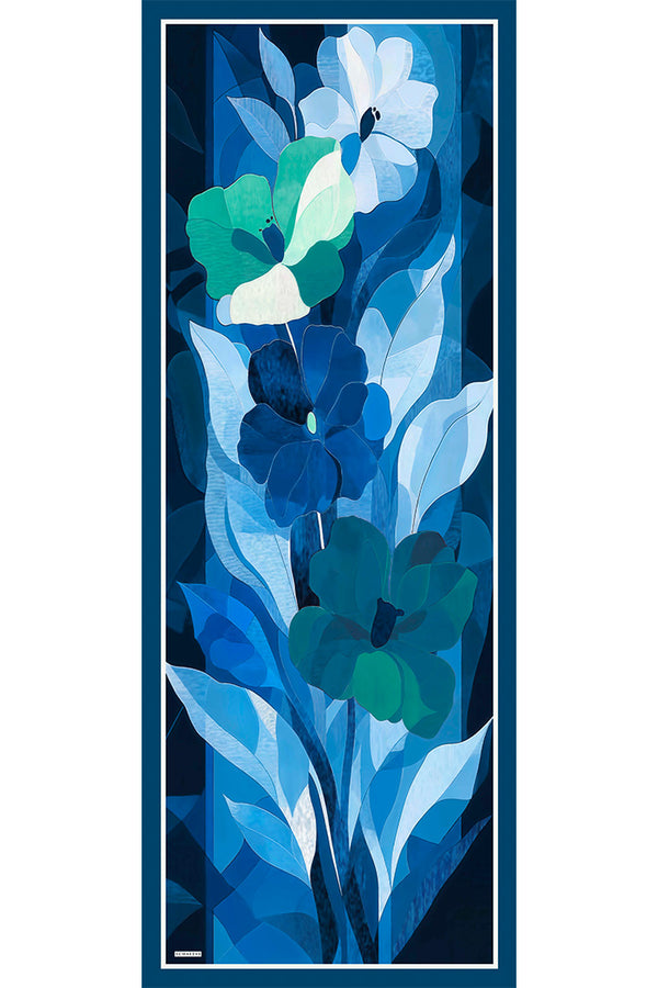 Vierra Desenli Şal - Işıklı  Çiçekler - Mavi