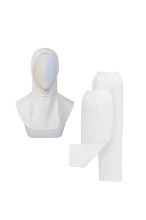 Tesettür Hijab Bone Kolluk Set - Beyaz