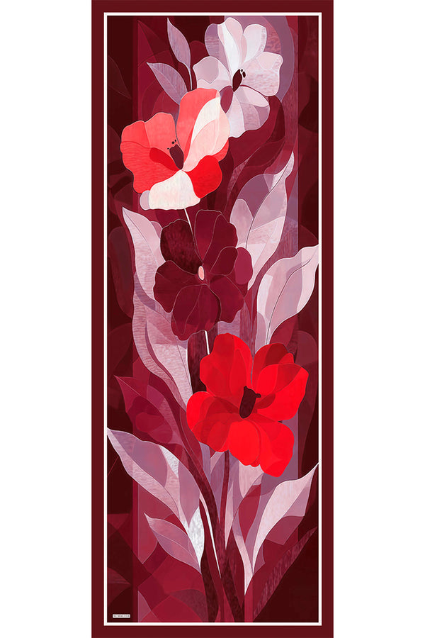 Vierra Desenli Şal - Işıklı  Çiçekler - Bordo