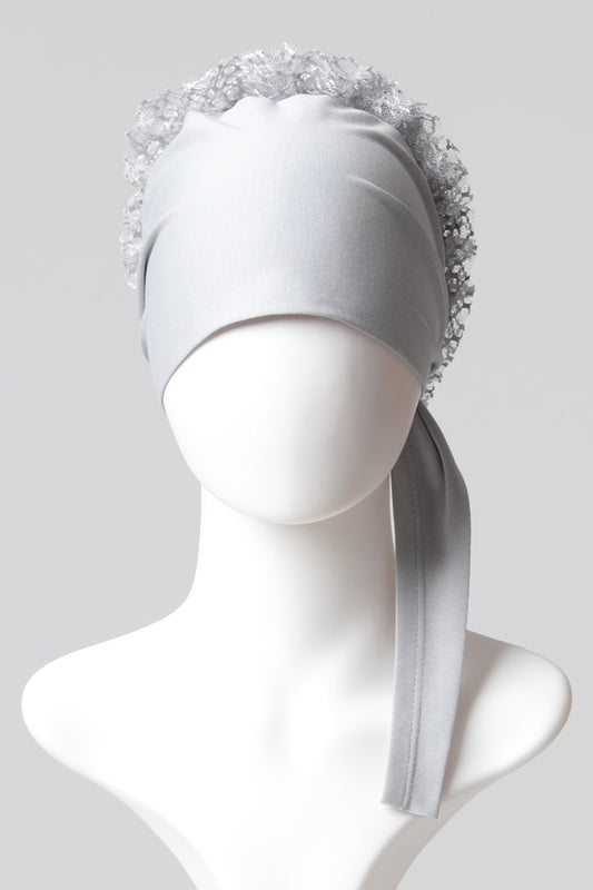 Dantel Topuzlu Dikişsiz Bone - Kaliteli Özel Üretim - Gri