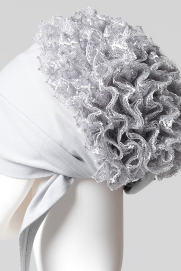 Dantel Topuzlu Dikişsiz Bone - Kaliteli Özel Üretim - Gri