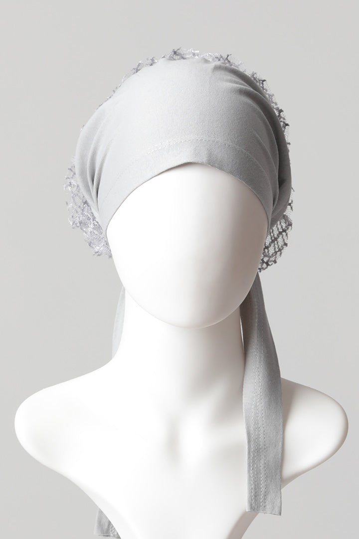 Dantel Topuzlu Önü Dikişli Bone - Kaliteli Özel Üretim - Gri