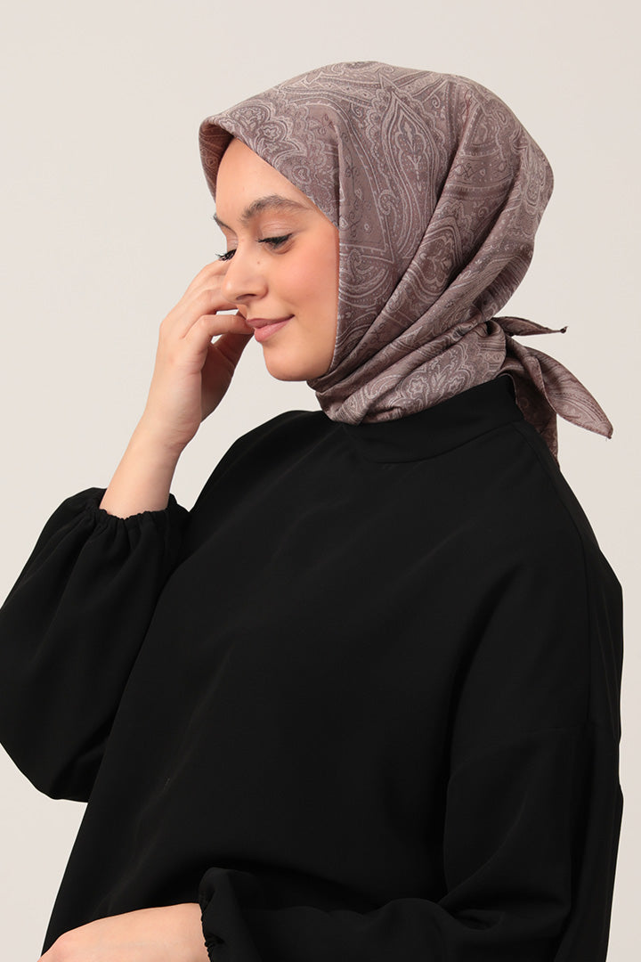 İpeksi Çift Taraflı Jakar Eşarp - Vizon