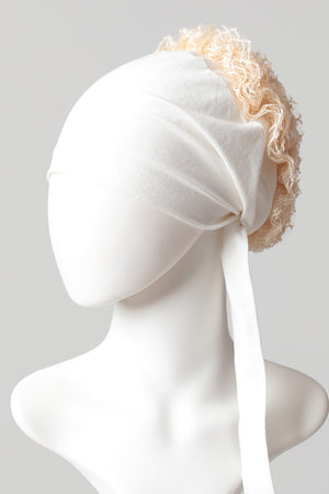 Dantel Topuzlu Önü Dikişli Bone - Kaliteli Özel Üretim - Ekru