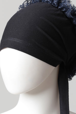 Dantel Topuzlu Önü Dikişli Bone - Kaliteli Özel Üretim - Lacivert