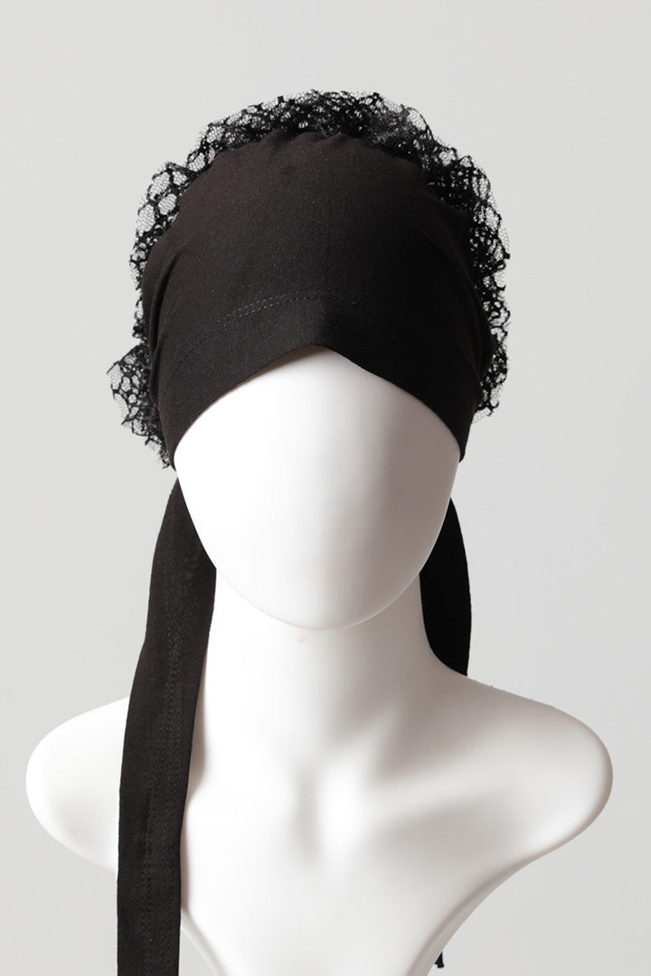 Dantel Topuzlu Önü Dikişli Bone - Kaliteli Özel Üretim - Siyah