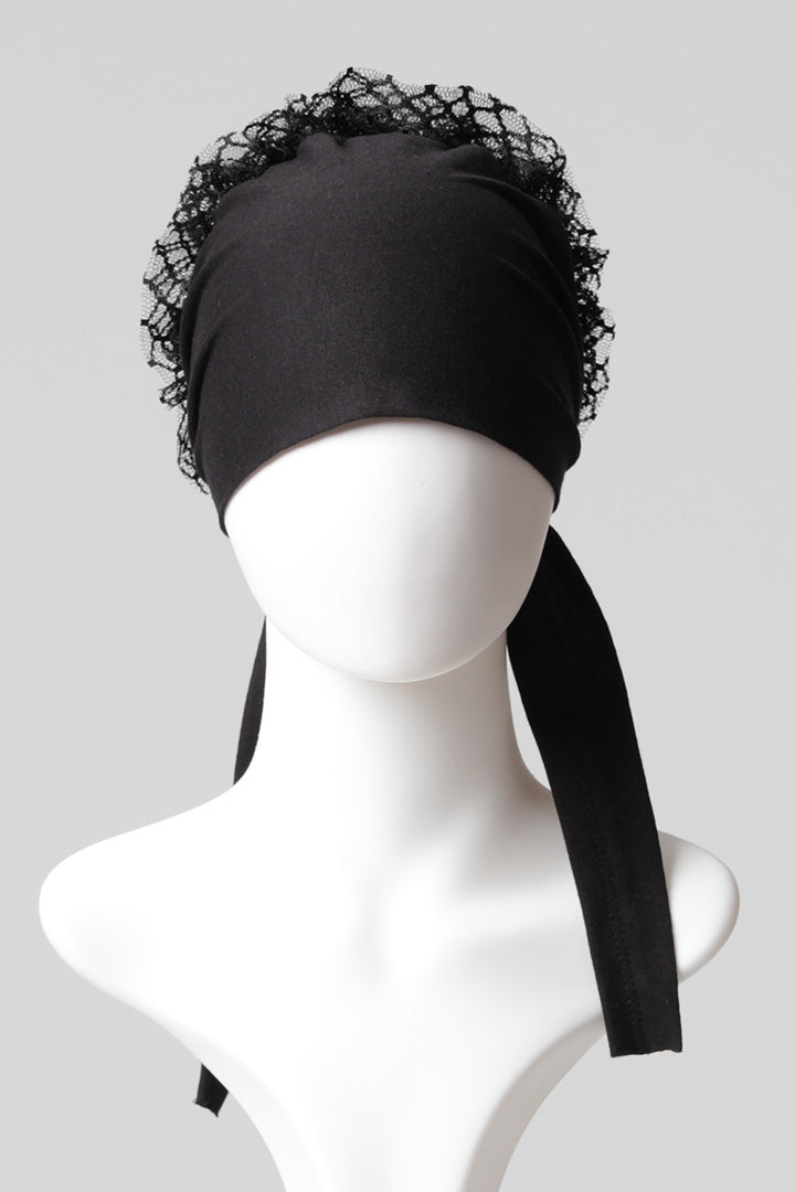 Dantel Topuzlu Dikişsiz Bone - Kaliteli Özel Üretim - Siyah