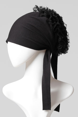 Dantel Topuzlu Dikişsiz Bone - Kaliteli Özel Üretim - Siyah