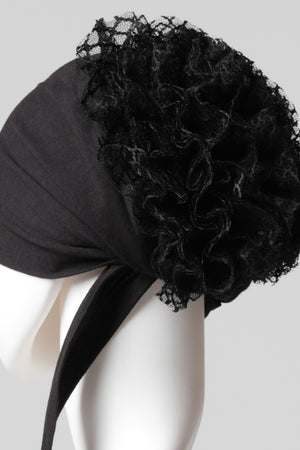 Dantel Topuzlu Dikişsiz Bone - Kaliteli Özel Üretim - Siyah