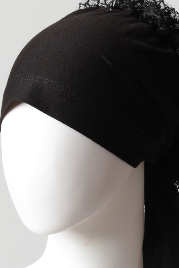 Dantel Topuzlu Önü Dikişli Bone - Kaliteli Özel Üretim - Siyah