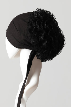 Dantel Topuzlu Önü Dikişli Bone - Kaliteli Özel Üretim - Siyah