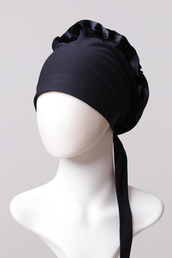 Kurdele Topuzlu Bone - Özel Üretim - Lacivert