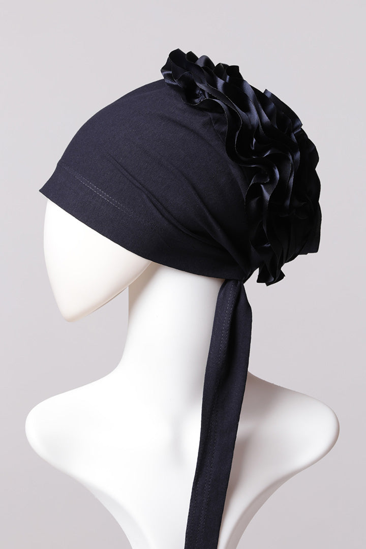 Kurdele Topuzlu Bone - Özel Üretim - Lacivert