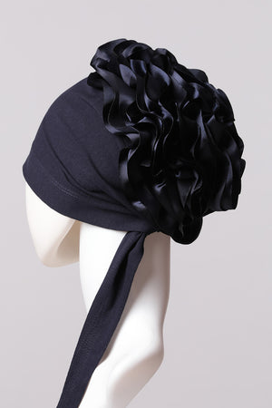 Kurdele Topuzlu Bone - Özel Üretim - Lacivert