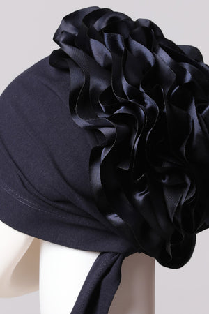 Kurdele Topuzlu Bone - Özel Üretim - Lacivert