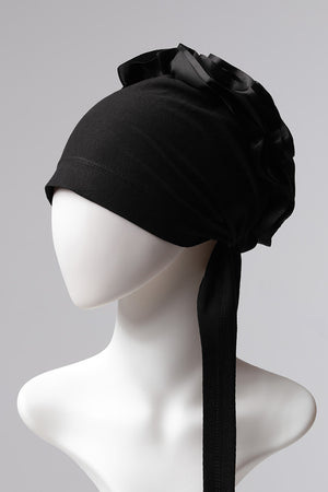 Kurdele Topuzlu Bone - Özel Üretim - Siyah