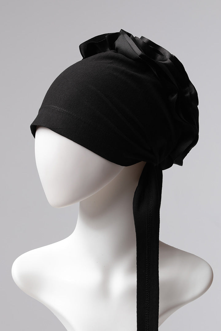 Kurdele Topuzlu Bone - Özel Üretim - Siyah