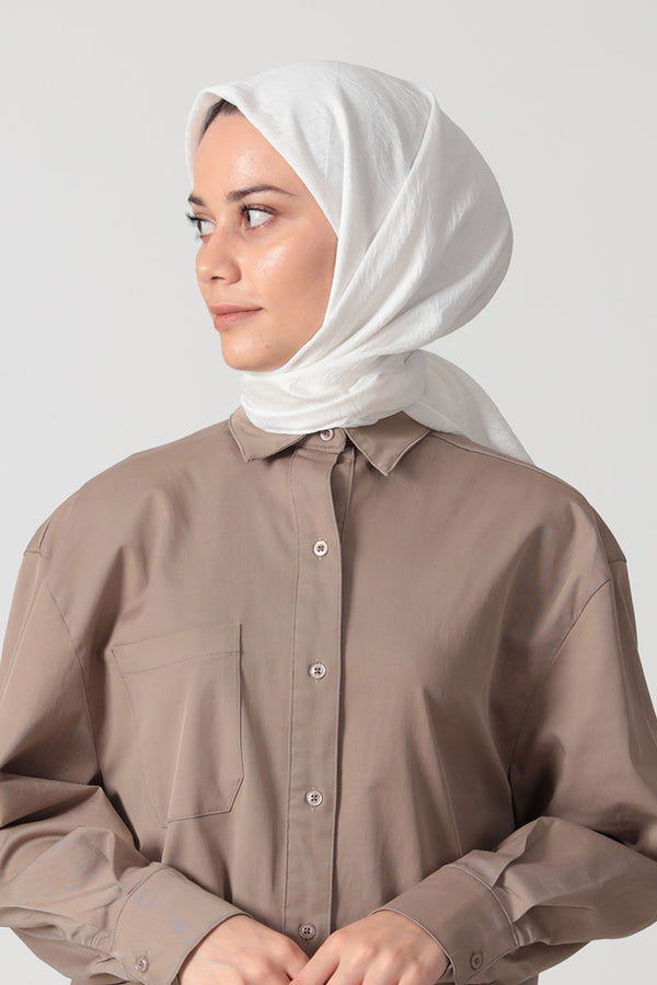 İpekli Günlük 100x100 Cm Eşarp - İnci Beyazı