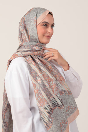 Pamuk İpek Şal - Etro Desen - Somon