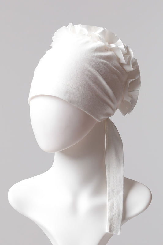 Kurdele Topuzlu Bone - Özel Üretim - Ekru