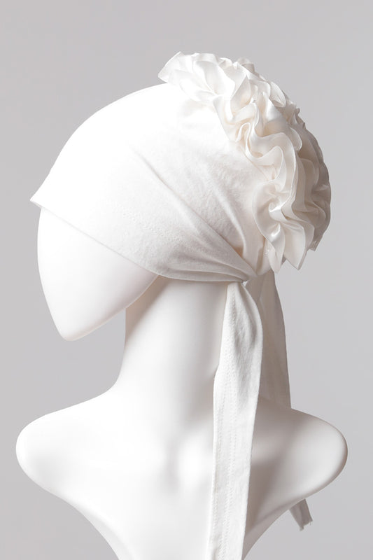 Kurdele Topuzlu Bone - Özel Üretim - Ekru