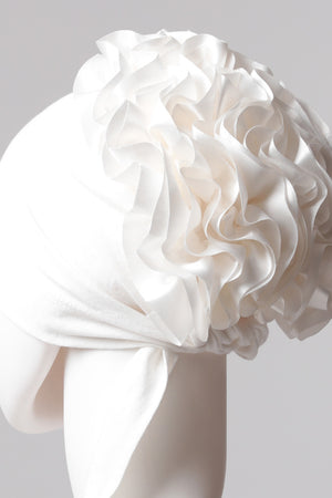 Kurdele Topuzlu Bone - Özel Üretim - Ekru