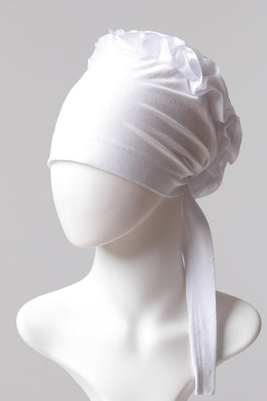 Kurdele Topuzlu Bone - Özel Üretim - Beyaz