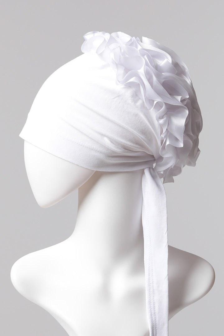 Kurdele Topuzlu Bone - Özel Üretim - Beyaz