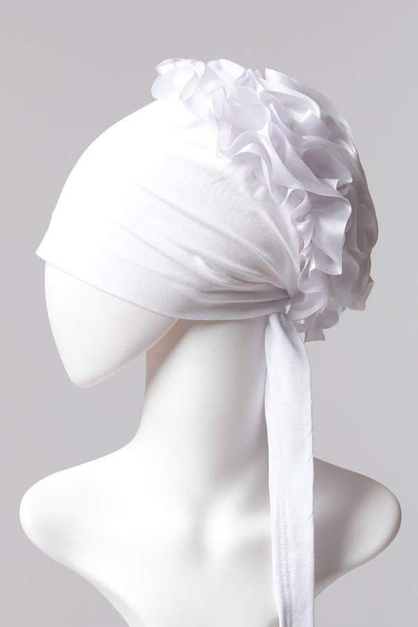 Kurdele Topuzlu Bone - Özel Üretim - Beyaz