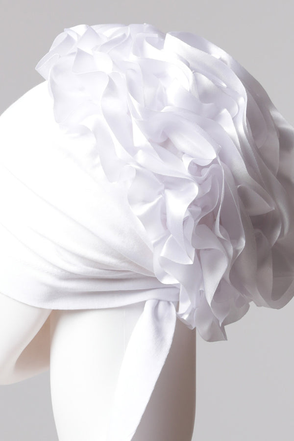 Kurdele Topuzlu Bone - Özel Üretim - Beyaz