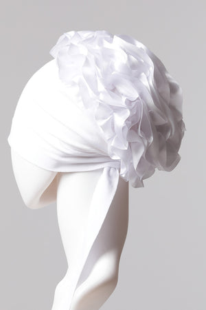 Kurdele Topuzlu Bone - Özel Üretim - Beyaz