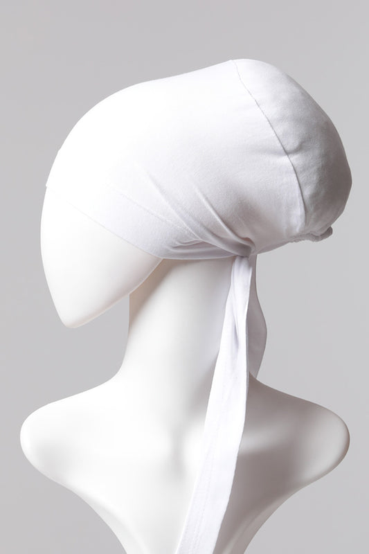 Sünger Topuzlu Bone - Özel Üretim - Beyaz