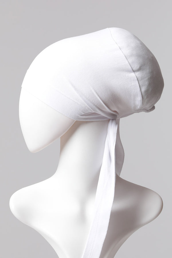 Sünger Topuzlu Bone - Özel Üretim - Beyaz